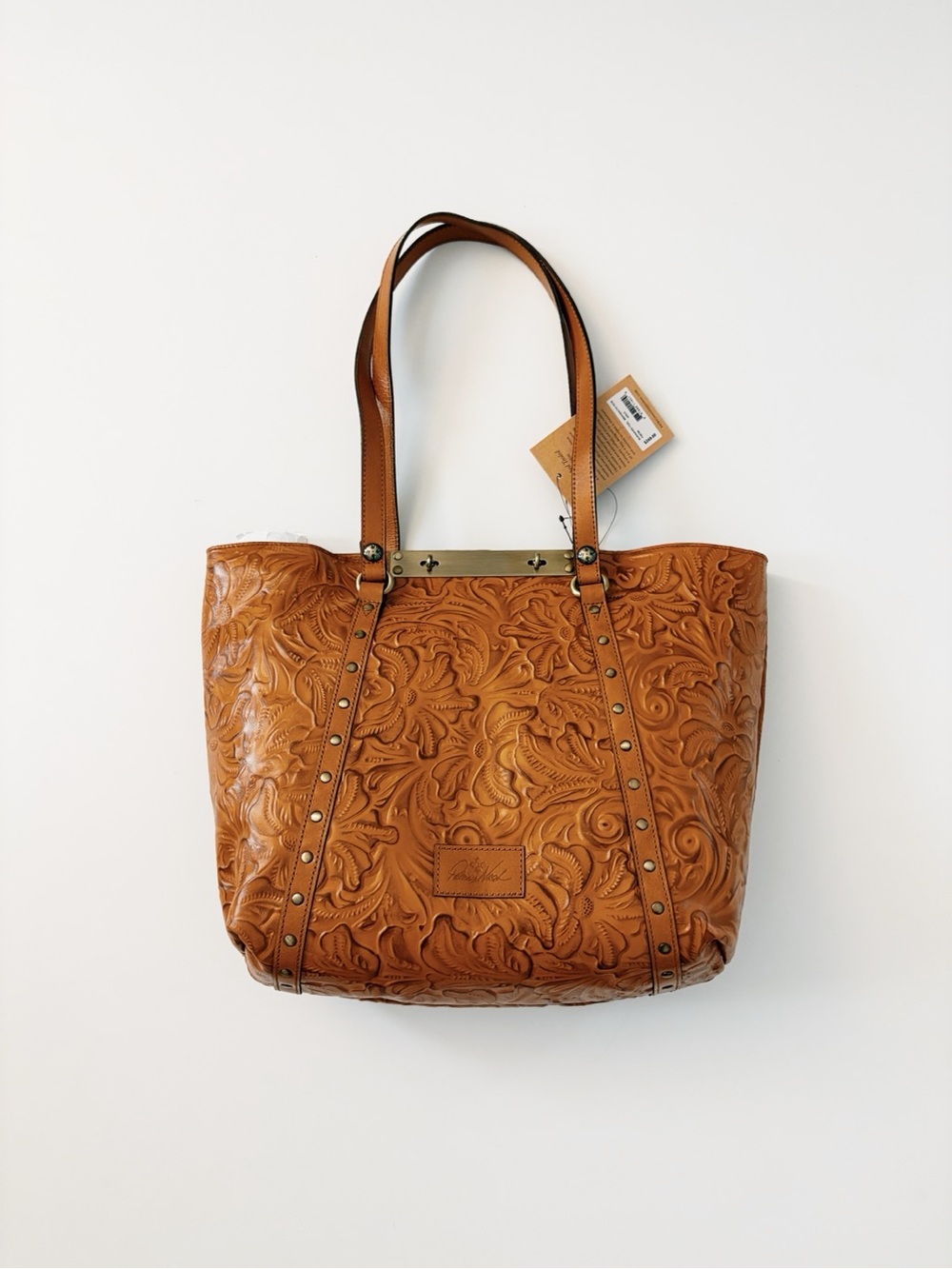 Patricia Nash Burnished Tooled Benvenuto Tote Bag in Gold Leather